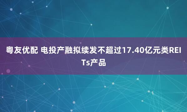 粤友优配 电投产融拟续发不超过17.40亿元类REITs产品